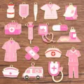 Ensemble de pendentifs en alliage émaillé thème médical bijoux DIY stéthoscope rose mignons 85 - 10 Pièces/Paquet / Rose Aléatoire