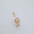 Baroque freshwater pearl gold plated pendant with rhinestone lock detail jewelry. - Lock Clover Style