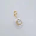 Closeup view of the baroque freshwater pearl pendant with gold plated clasp and crystal detail. - Square Style