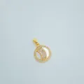 Gold plated tennis ball pendant with white mother of pearl and sparkling cubic zirconia details. - Round White Shell (Pendant Only) / Gold