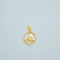 Lotus pendant 18k gold plated copper mother of pearl crystal circular charm necklace accessory - Lotus White Shell (Pendant Only) / Gold