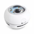 Portable mini desktop vacuum cleaner with cute astronaut design for keyboard desk cleaning. - Battery Powered / White