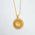 Detailed shot of 18k gold plated diamond flower pendant necklace, exquisite jewelry accessory. - Pendant Only (Without Chain) / Empty Setting / Gold