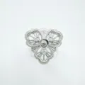 Silver tone filigree lace ring with sparkling cubic zirconia and central setting base SKU - Three-Leaf Style (Empty Setting) / Silver