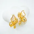 Gold-plated butterfly jewelry setting with natural mother-of-pearl and sparkling stones. - White Shell Butterfly Stud Earrings (Empty Tray) / Regular Fit / Gold