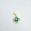 Ciondolo trifoglio in madreperla naturale placcato oro 18k con zirconi per collana - Quadrifoglio Conchiglia di Abalone (Solo Ciondolo)