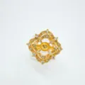 Vintage gold-plated lace zircon ring variant, elegant statement floral finger jewelry accessory. - Rhombus Style (Empty Setting) / Gold
