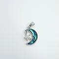 Détail du pendentif lune et étoile en nacre naturelle, bel accessoire de bijoux DIY argenté. - Lune Argent Coquille d'Abalone