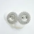 DIY pearl pendant mounting accessory, silver-plated micro-pave cubic zirconia blank finding. - Stud Earrings / Empty Setting / Silver