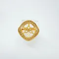 Gold-plated geometric blank ring mount with crystal rhinestones, elegant DIY jewelry finding. - Ring (Empty Tray) / Large / Gold
