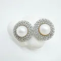 Exquisite pearl and zirconia cluster jewelry accessory pendant fine detail view - Stud Earrings / Acrylic Beads / Silver