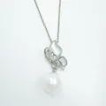 Silver butterfly pearl pendant necklace versatile elegant delicate jewelry accessory fashion charm - White Shell Butterfly Pendant (With Acrylic Bead) / Pendant Only (Without Chain) / Silver