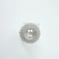 Close-up of sparkling rhinestone halo ring blank mounting, ideal for custom DIY jewelry making. - Ring / Empty Setting / Silver