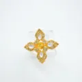 Vintage Gold Plated Ornate Cross Ring with Zircon and Pearl Accents Fashion Jewelry SKU - Four-Leaf Style (Empty Setting) / Gold