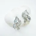 Silver butterfly mother of pearl jewelry blank mount pendant earrings variant option. - White Shell Butterfly Stud Earrings (Empty Tray) / Regular Fit / Silver