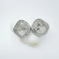 Silver geometric pendant blank setting with pave baguette stones and inner flower motif. - Earrings (Empty Setting) / Large / Silver