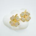 Gold plated clover earring settings with sparkling clear rhinestones for chic jewelry DIY. - Clover - Empty Settings