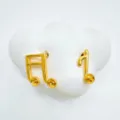 Gold-plated music note earrings detail view, elegant fashion jewelry close-up accessory. - Musical Note - Empty Settings