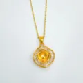 Geometric copper gold plated necklace pendant with pearl mounting and white cubic zirconia. - Pendant Only (Without Chain) (Empty Tray) / Small / Gold