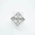 Vintage silver cross lace ring with sparkling cubic zirconia, elegant metal filigree band. - Four-Sided Style (Empty Setting) / Silver