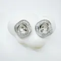 Geometric Zirconia Pearl Pendant Blank Silver Tone Jewelry Setting Accessory Style - Earrings (Empty Setting) / Small / Silver