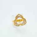 Gold plated cubic zirconia floral ring fashion women jewelry elegant cocktail ring gift - Triangular Style (Empty Setting) / Gold