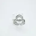 Elegant three-petal floral zirconia ring copper gold-plated fashion jewelry accessory. - Triangular Style (Empty Setting) / Silver