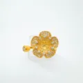 Gold flower ring with shimmering zircons, elegant fashion accessories for women. - Flower Style (Empty Setting) / Gold