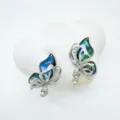 Charming butterfly earrings with abalone shell inlay and zircon accents for elegant daily wear. - Abalone Shell Butterfly Stud Earrings (Empty Tray) / Earring Post Only / Silver