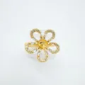 Gold plated floral ring blank with zircon stones versatile jewelry accessory for women - Floral Style (Empty Setting) / Gold