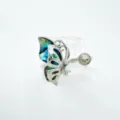 Silver butterfly ring with abalone shell inlay, elegant women's jewelry variant. - Abalone Shell Butterfly Ring (Empty Tray) / Ring Base Only / Silver