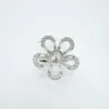 Silver floral zirconia ring variant, elegant copper gold-plated fashion jewelry accessory. - Floral Style (Empty Setting) / Silver