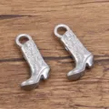 Ciondolo stivale da cowboy in acciaio inossidabile per gioielli fai da te collana orecchini. - Confezione da 1 Pezzo / Colore acciaio
