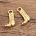 Ciondoli stivale da cowboy in acciaio inossidabile dorato 13x21mm accessori per gioielli. - Confezione da 1 Pezzo / Oro