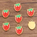Stainless Steel Strawberry Charm Pendant Enamel Fruit Jewelry DIY Necklace Bracelet Findings - Strawberry / 9x13mm (0.8g)