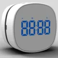 White digital timer clock with blue LED display compact size for home office kitchen use - White