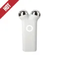 White microcurrent facial massager dual ball skin tightening beauty device skincare tool - White