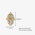 Pendentif main de Hamsa œil maléfique en acier inoxydable doré émail, épaisseur 1.8mm. - Style B Émail Peint à la Main (XJ2026820)