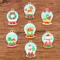 Pendatifs émaillés en alliage de Noël, charmants pendentifs boule à neige DIY pour bijoux. - Styles Mixtes de Noël / Lot de 10