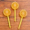Orange slice lollipop resin charms DIY jewelry pendants cute fruit hanging accessories - 1 Piece / Orange