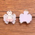 DIY transparenter Harz Kaninchen Schleife Anhänger Charm für Handyhülle und Gepäck rosa süß - Stil 1 Kaninchen Anhänger (23E20/24) / 1 Stück (21x25mm)
