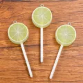 Resin Fruit Lollipop Pendant DIY Jewelry Accessories Glowing Lemon Charm 25x71mm Craft - 1 Piece / Yellow