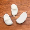 White miniature clog shoe charms, resin DIY pendant accessories for phone and bag decoration. - 1 Piece / White