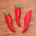 DIY resin red chili pepper charms pendant for jewelry making and crafts accessories variant - Chili / 1 Piece (12x56mm)