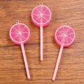 DIY pink resin lollipop citrus slice pendant jewelry accessories crafting charms. - 1 Piece / Pink