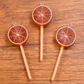 Orange fruit slice lollipop resin pendant charm, 25x71mm DIY jewelry accessories. - 1 Piece/Pack / Coffee