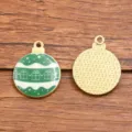 Christmas round enamel alloy charm pendant, green gift box design, DIY jewelry accessory. - Gift Box Style (1)