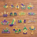 Μεταλλικά σμάλτα μενταγιόν Mardi Gras, φεστιβάλ γκλίτερ DIY αξεσουάρ κοσμημάτων. - Τυχαίο Μείγμα 10 Στυλ / 10 Τεμάχια/Πακέτο