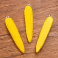 Yellow corn resin pendant DIY food play simulation vegetable charm jewelry making accessories. - 1 Piece (10x53mm)