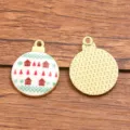 DIY alloy Christmas pendant charms round enamel house tree jewelry making accessories. - Christmas House Style (2)
